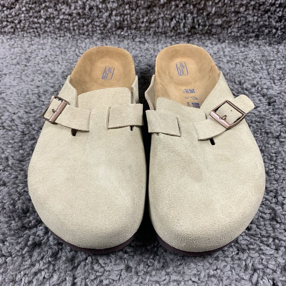 BIRKENSTOCK BOSTON SOFT FOOTBED WOMEN'S CLOGS Tan  SIZE 7 EU 38
